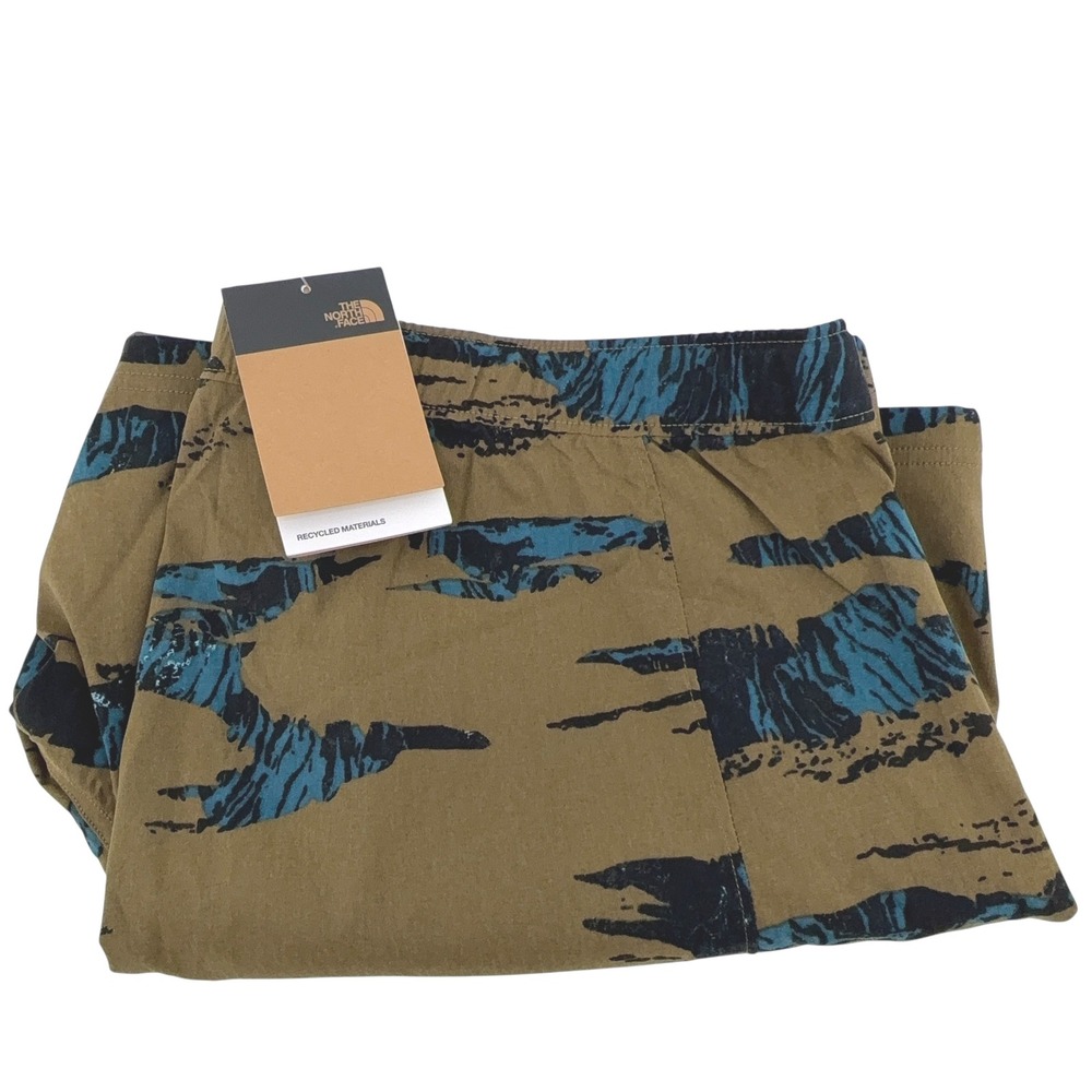 The North Face Mens XXL Paramount Horizon Shorts Tan Blue Mountain Print Belt - Picture 13 of 13